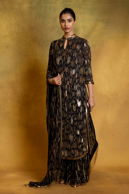 Kurta Set in Abstract Sequin Embroidery
