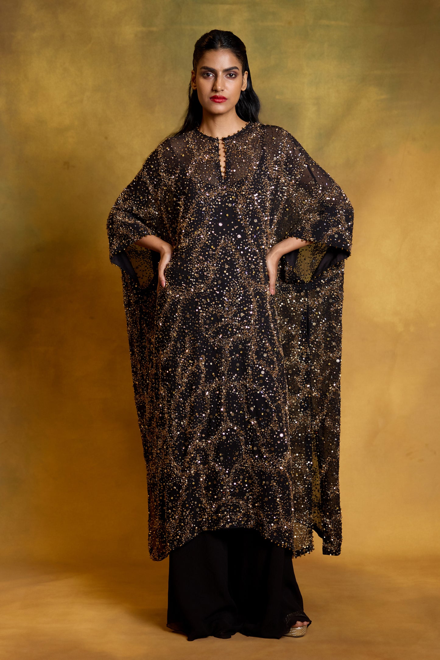 Kaftan Set in Sequin Sprinkle & Stone Work