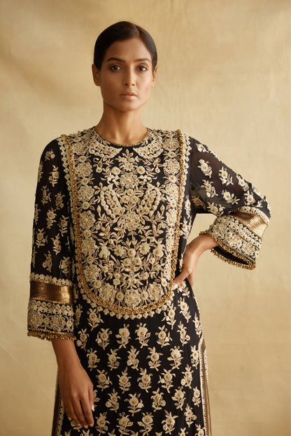 Kurta Set in Old World Ivory Thread Embroidery