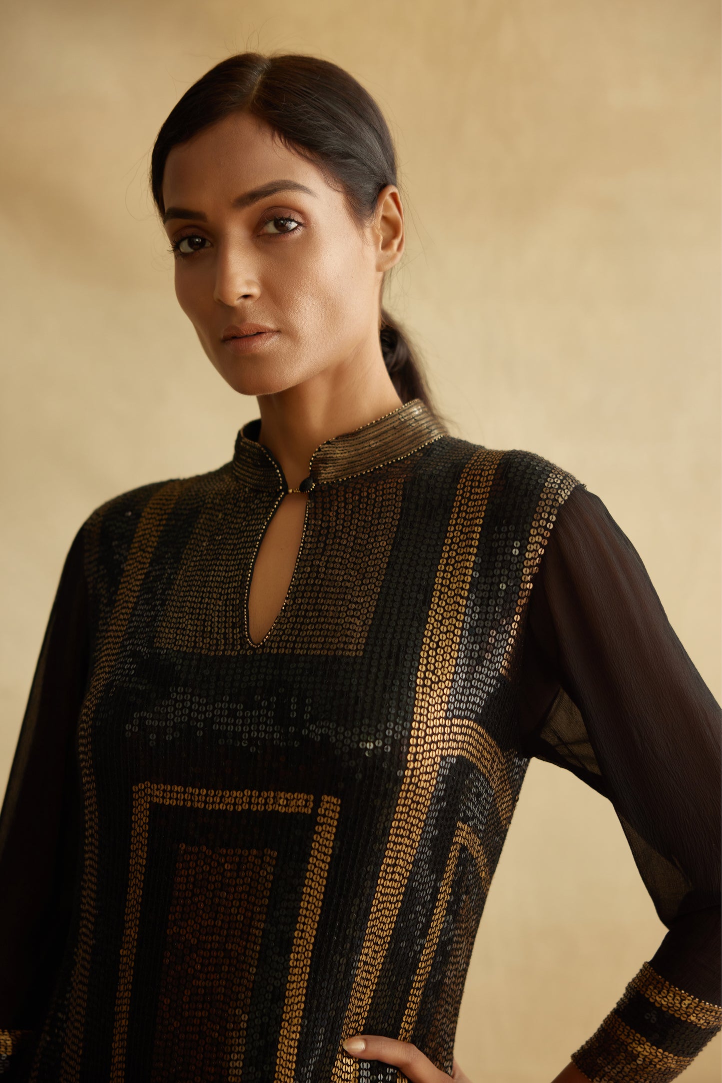Kurta Set in Metallic Sequin Embroidery