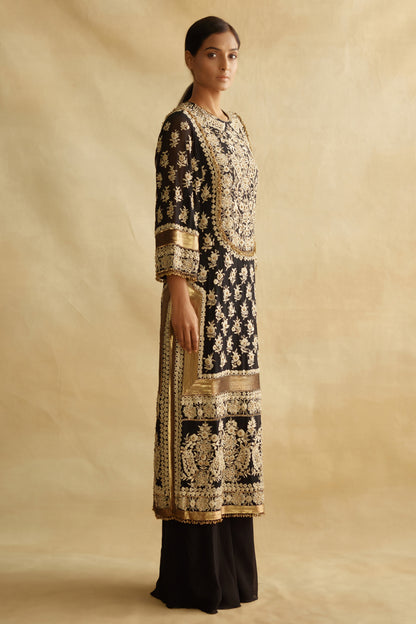 Kurta Set in Old World Ivory Thread Embroidery