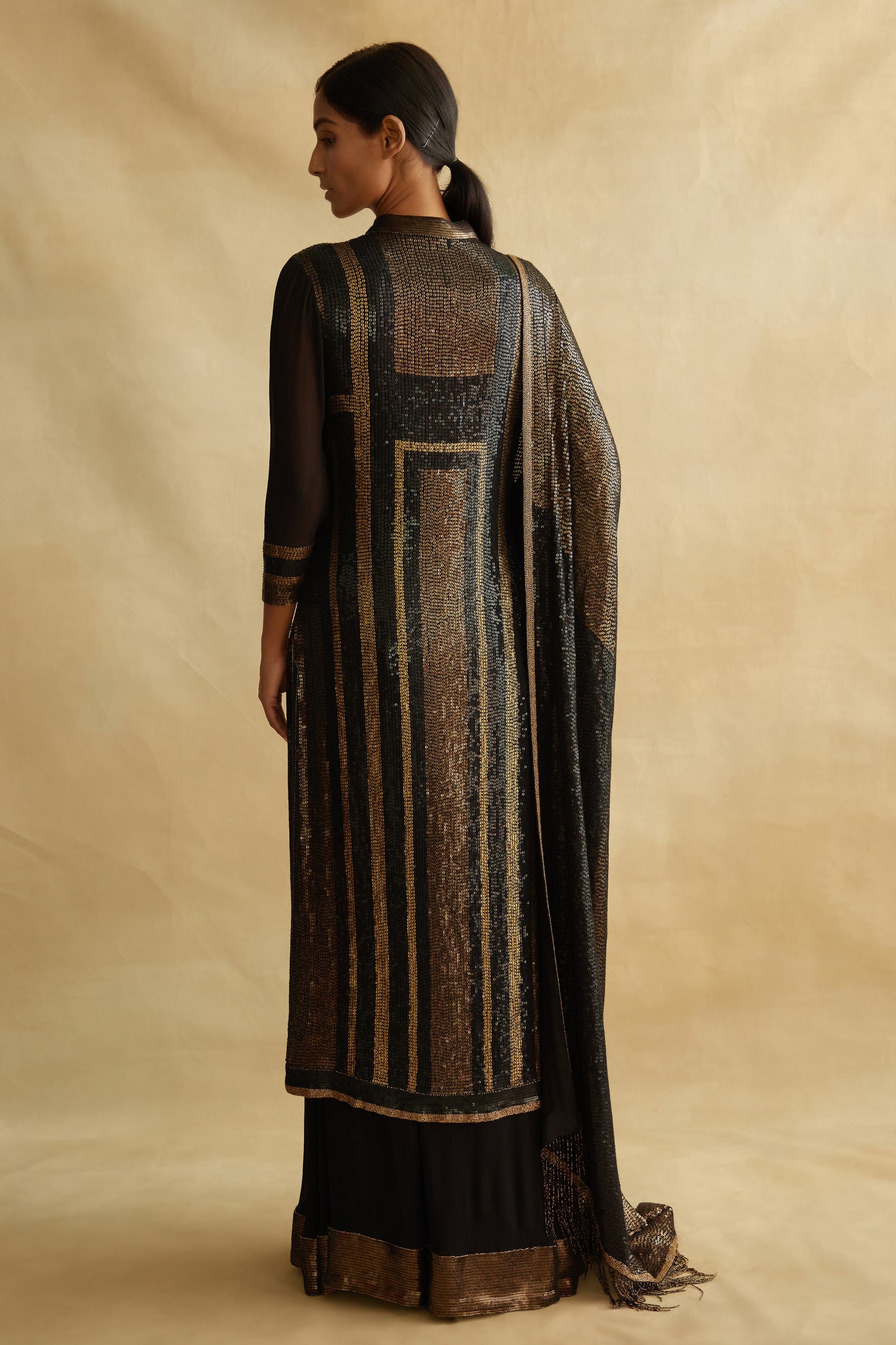 Kurta Set in Metallic Sequin Embroidery