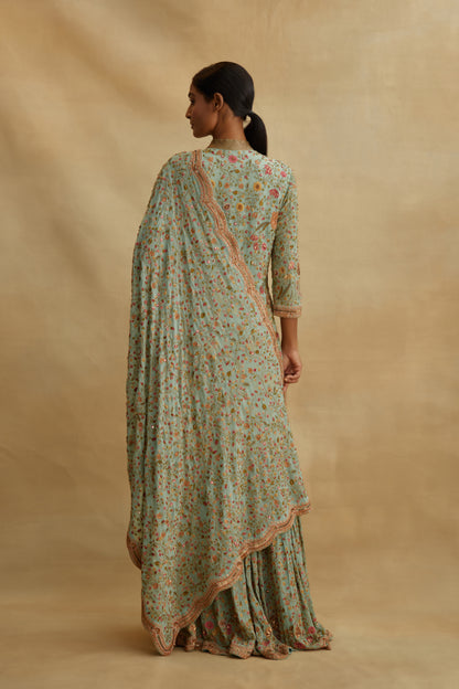 Gharara Set in Intricate floral embroidery