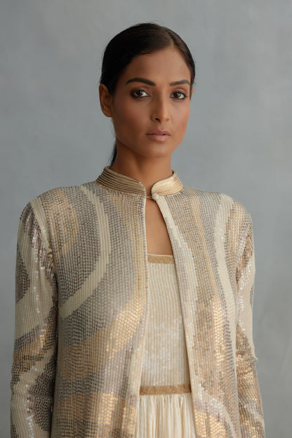 Jacket Set in Sheeted Wave Pattern