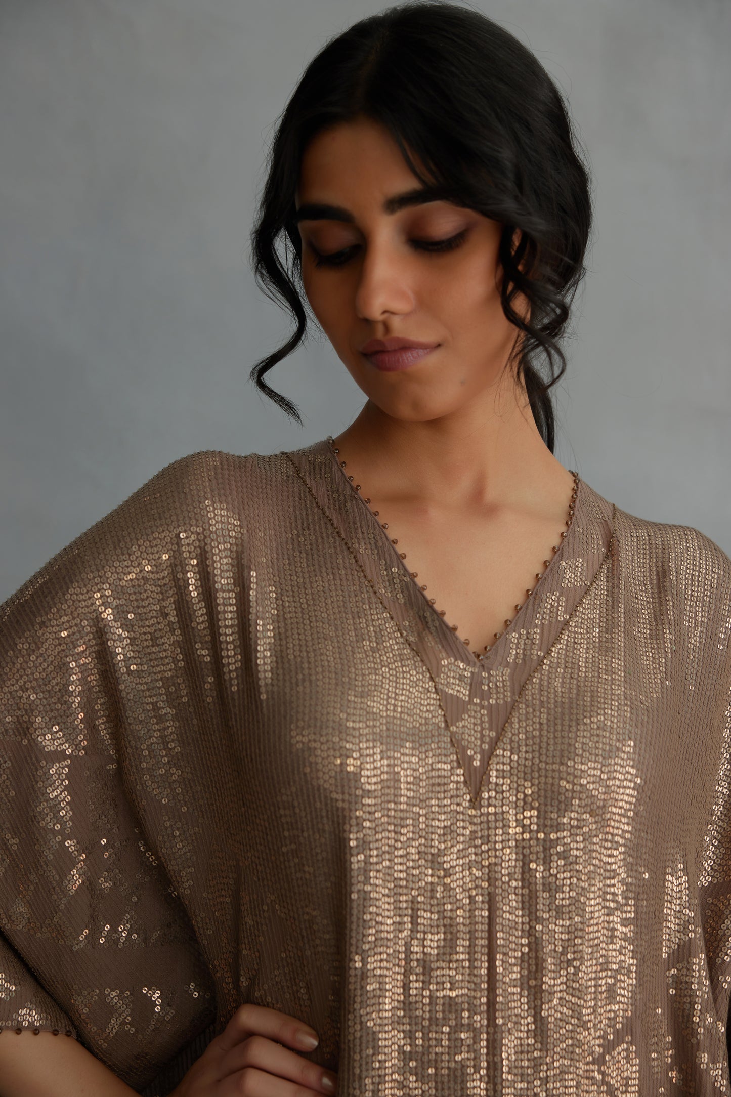 Kaftan Set in Small Sequin Embroidery