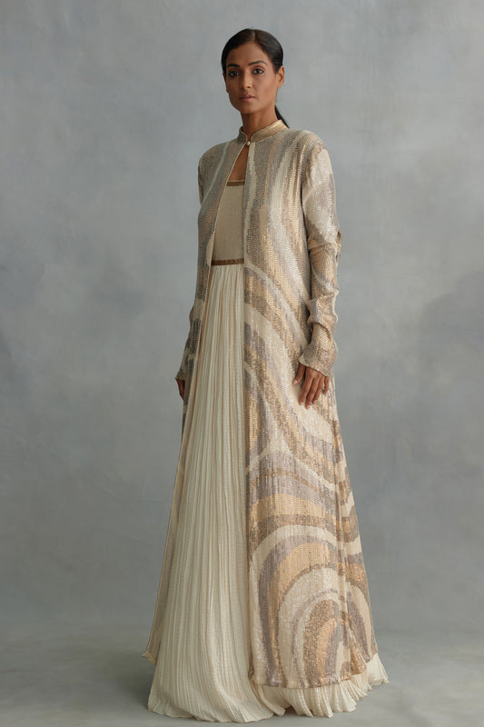Jacket Set in Sheeted Wave Pattern