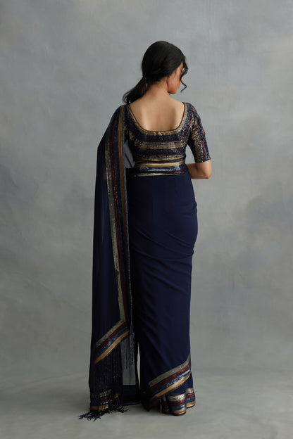Sari Set with Multi Sequin Border Embroidery