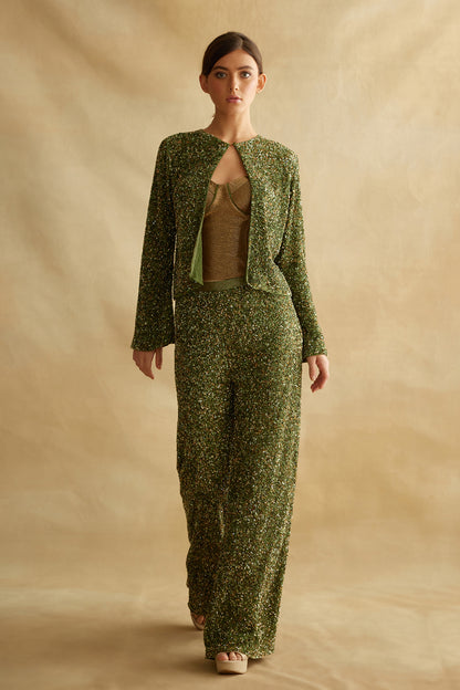 Jacket Set with Sequin Embroidery