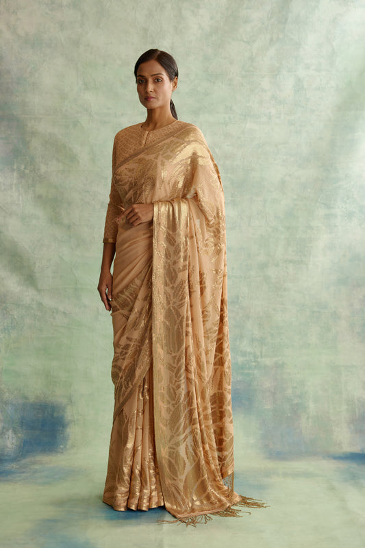 Sari Set in Lotus design in sequin embroidery