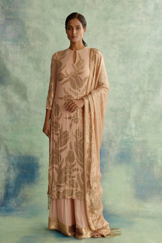 Kurta Set in Lotus Design set in sequin embroidery
