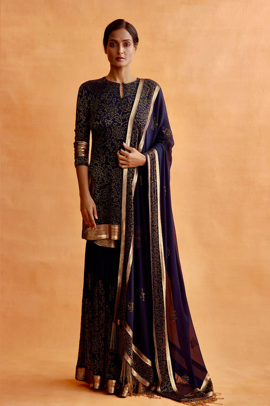 Gharara Set in Spiral Bead work Embroidery