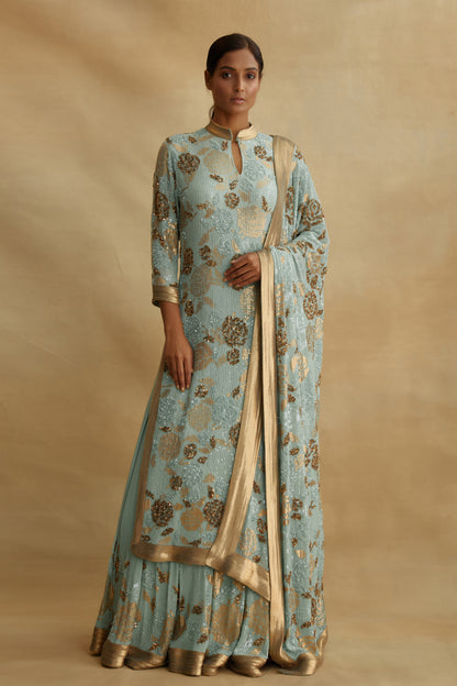 Kurta Set in Signature Rose Sequin Embroidery