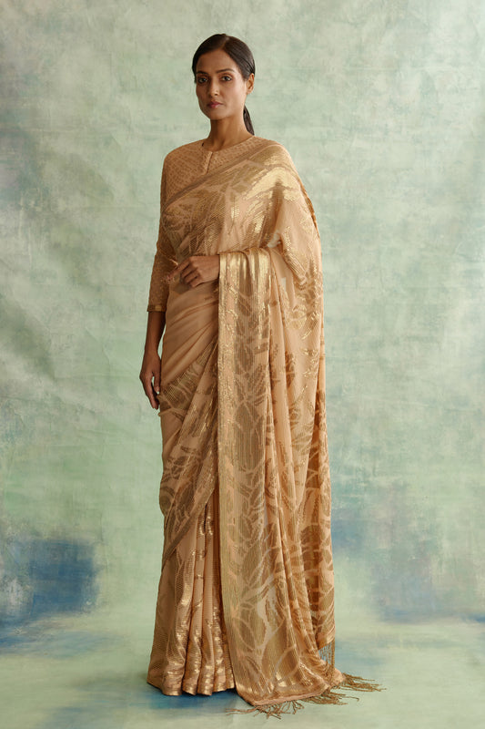 Sari Set in Lotus design in sequin embroidery