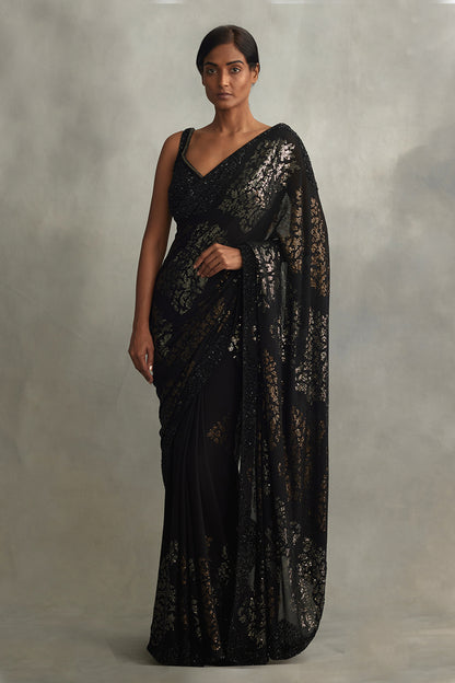 Sari Set in Big Motif Metallic Sequin Embroidery