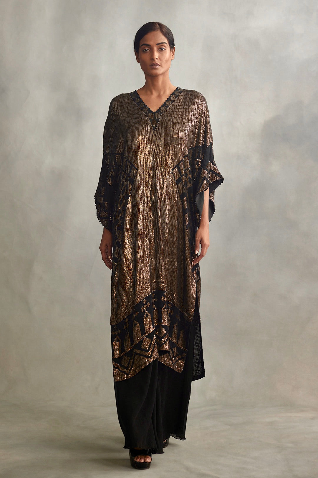 Kaftan Set in Small Sequin Embroidery