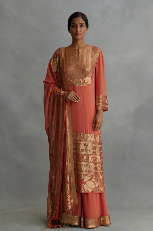 Kurta Set in berry design sequin embroidery