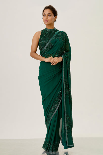 Sari Set in Line Sequin Embroidery Design