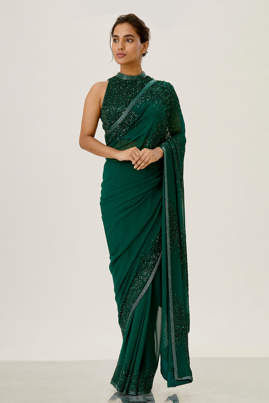 Sari Set in Line Sequin Embroidery Design