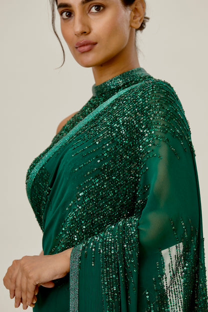 Sari Set in Line Sequin Embroidery Design