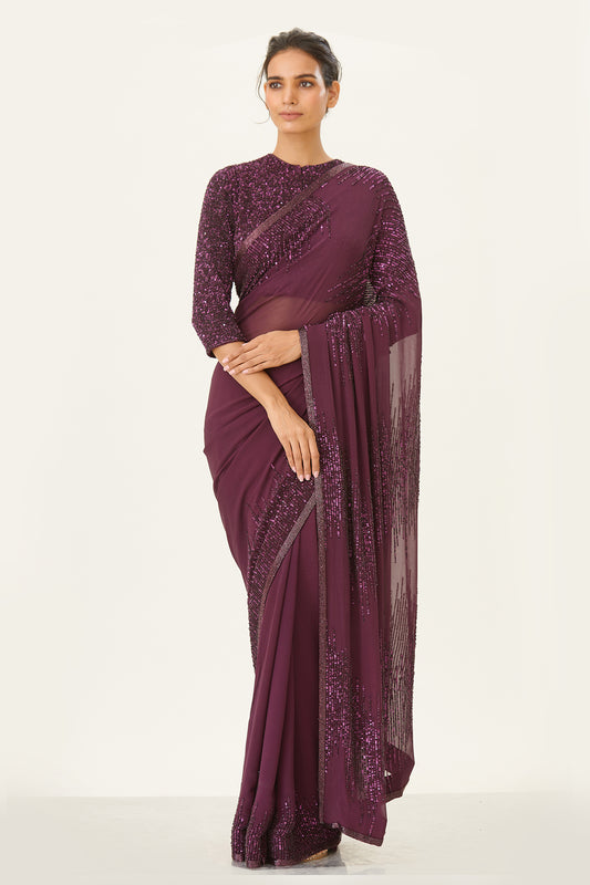 Sari Set in Line Sequin Embroidery Design