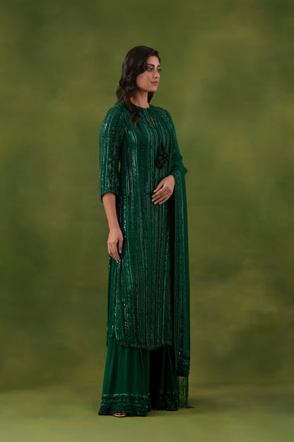 Kurta Set in Tonal Mix Line Sequin Embroidery
