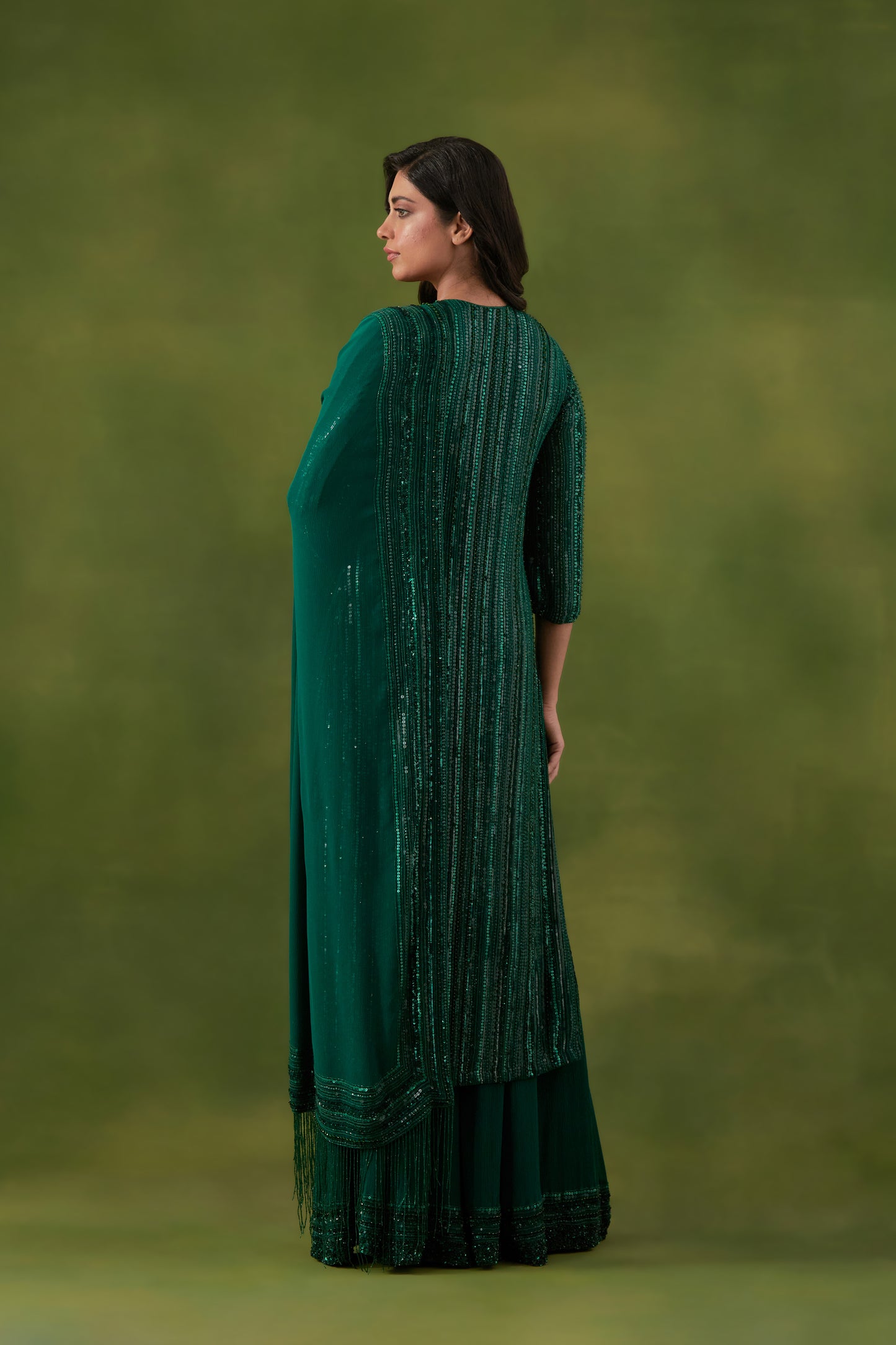 Kurta Set in Tonal Mix Line Sequin Embroidery