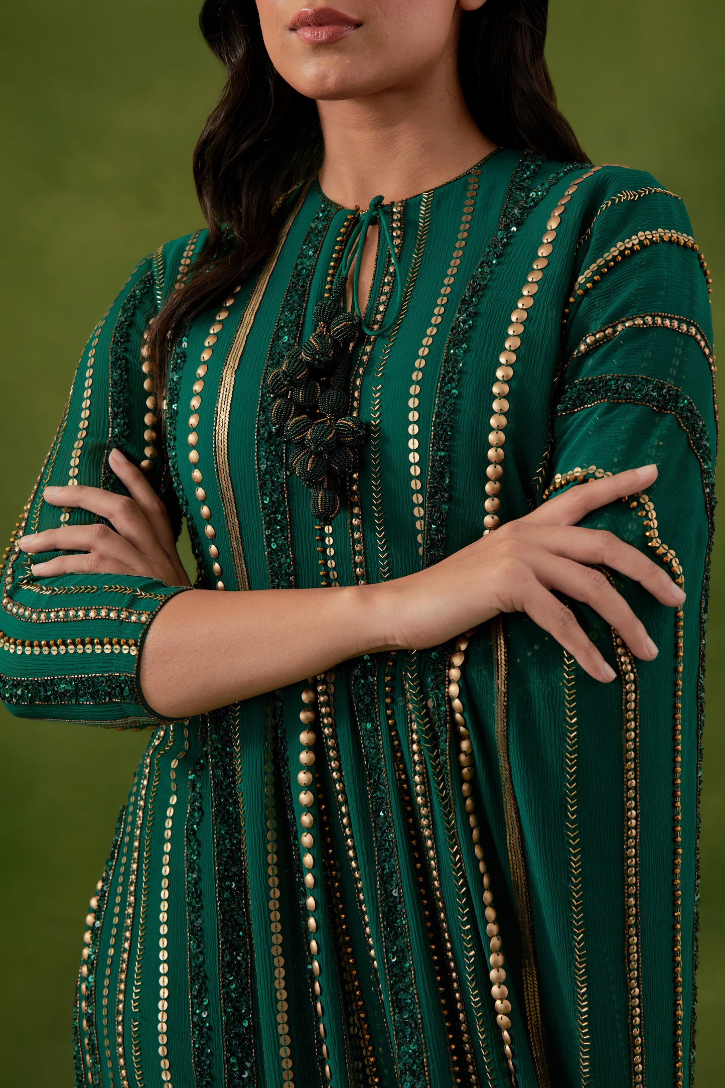 Sharara Set in Multi Sequin Lines Embroidery