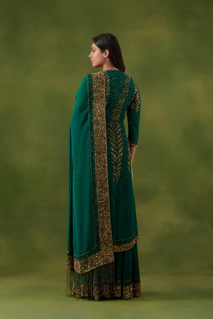 Kurta Set in Leaf Sequin Embroidery