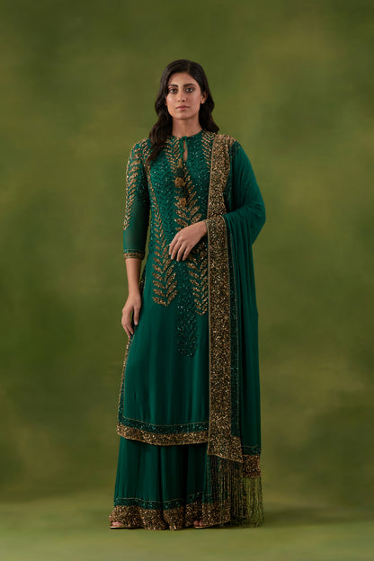 Kurta Set in Leaf Sequin Embroidery