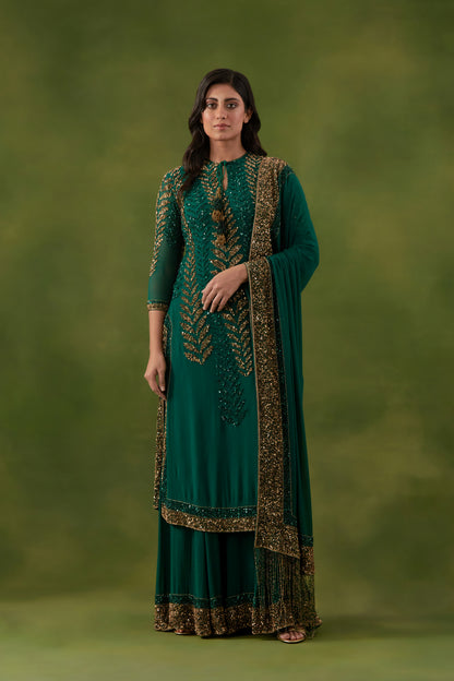 Kurta Set in Leaf Sequin Embroidery