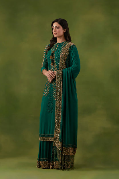 Kurta Set in Leaf Sequin Embroidery