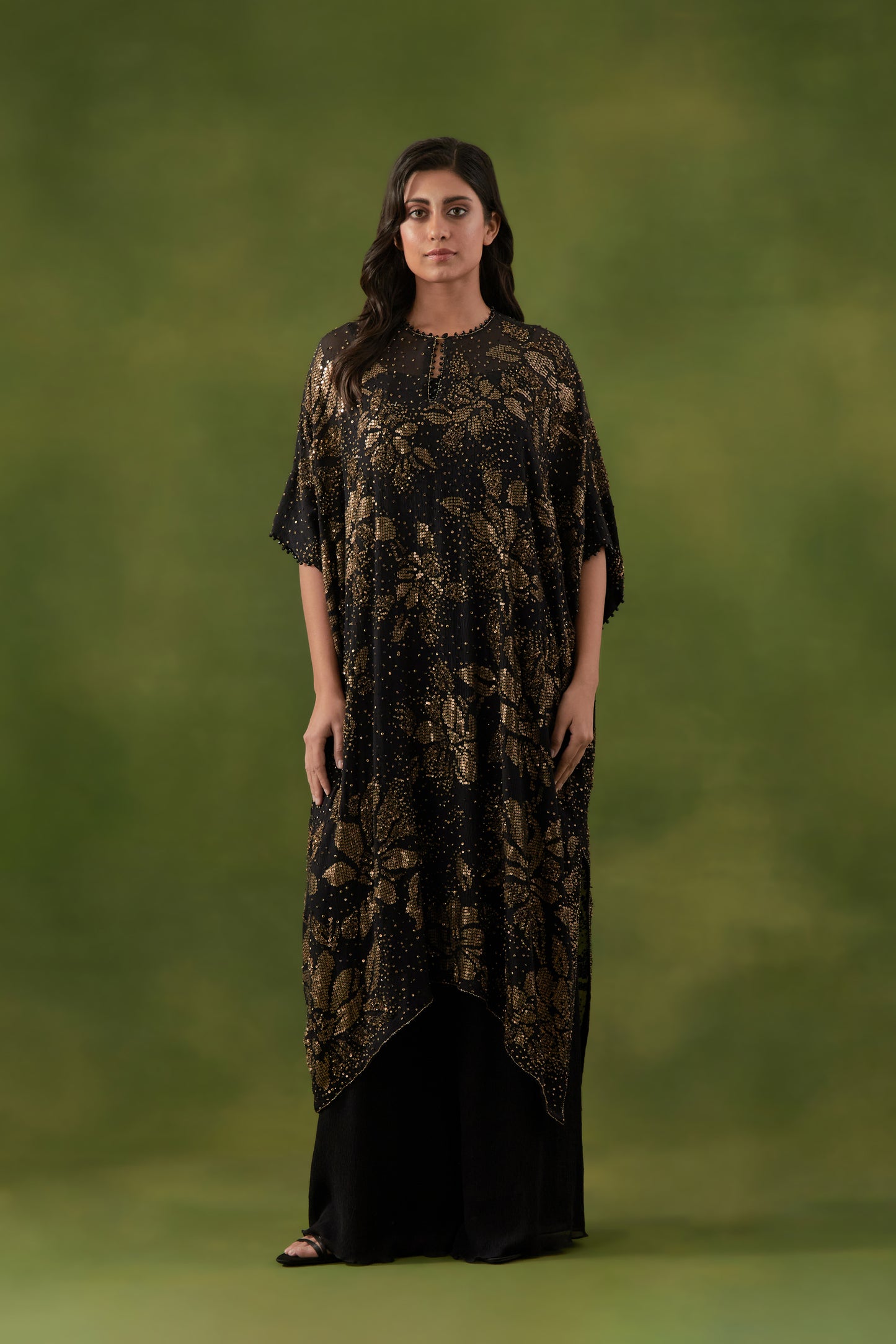 Kaftan Kurta Set in Floral Sprinkle Embroidery