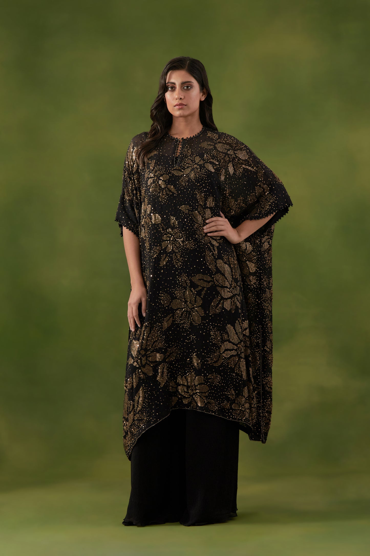 Kaftan Kurta Set in Floral Sprinkle Embroidery