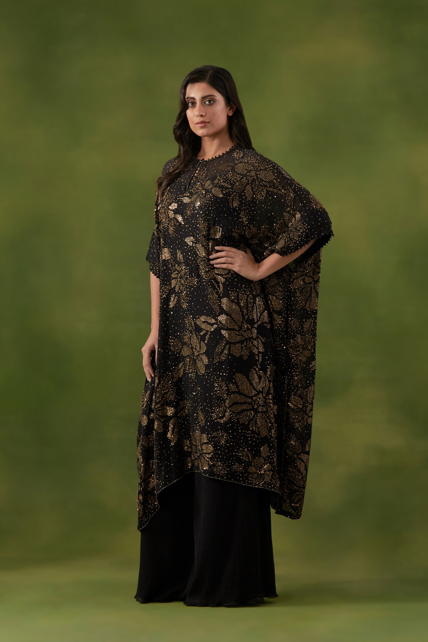 Kaftan Kurta Set in Floral Sprinkle Embroidery