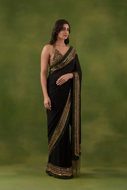 Sari Set in Multi Sequin Border Design