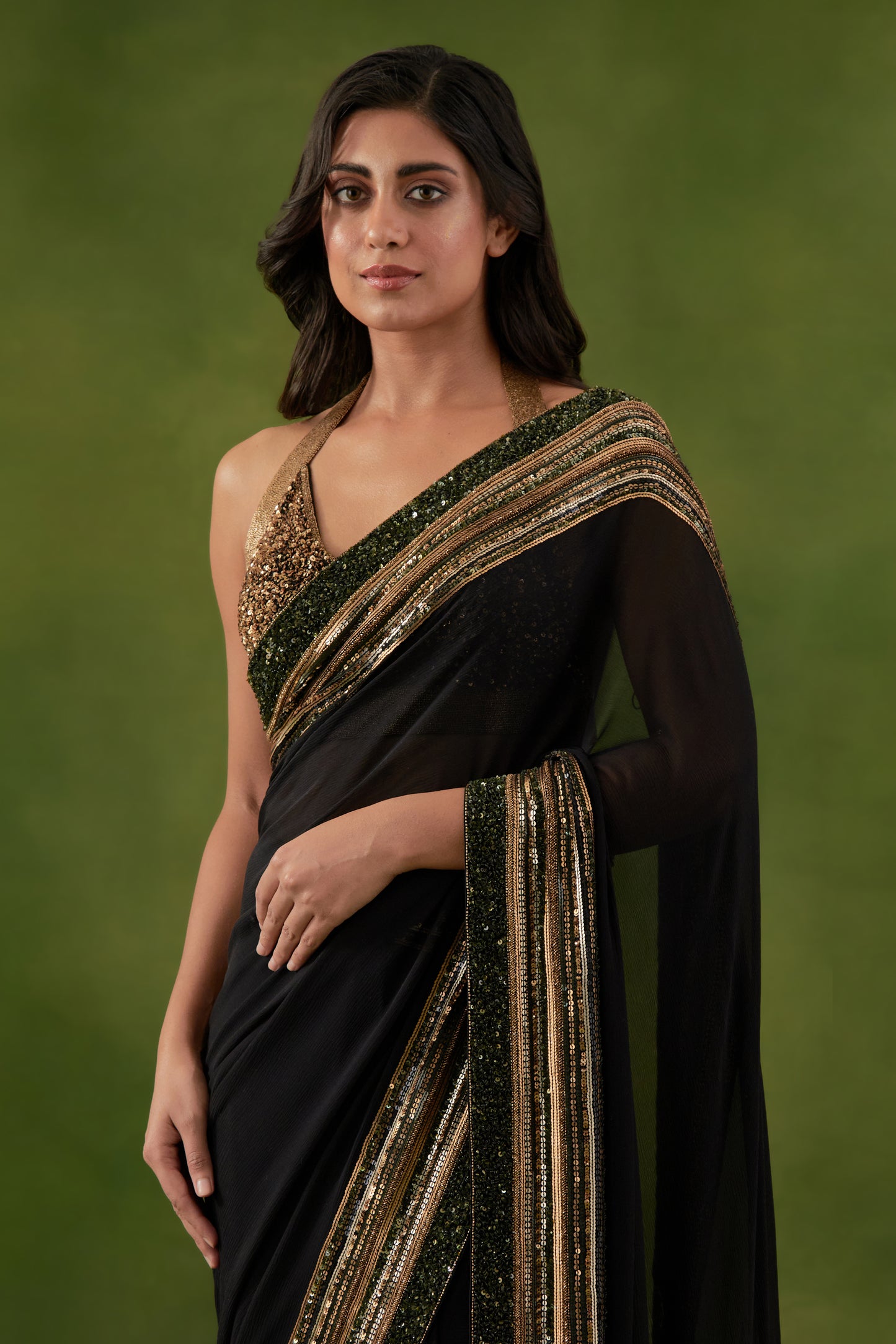 Sari Set in Multi Sequin Border Design