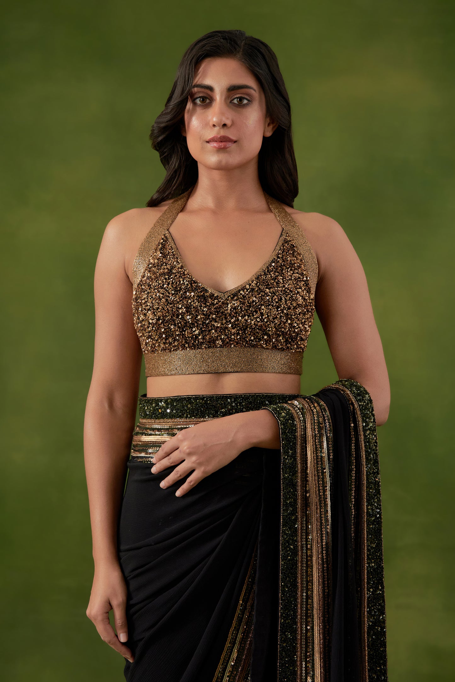 Sari Set in Multi Sequin Border Design