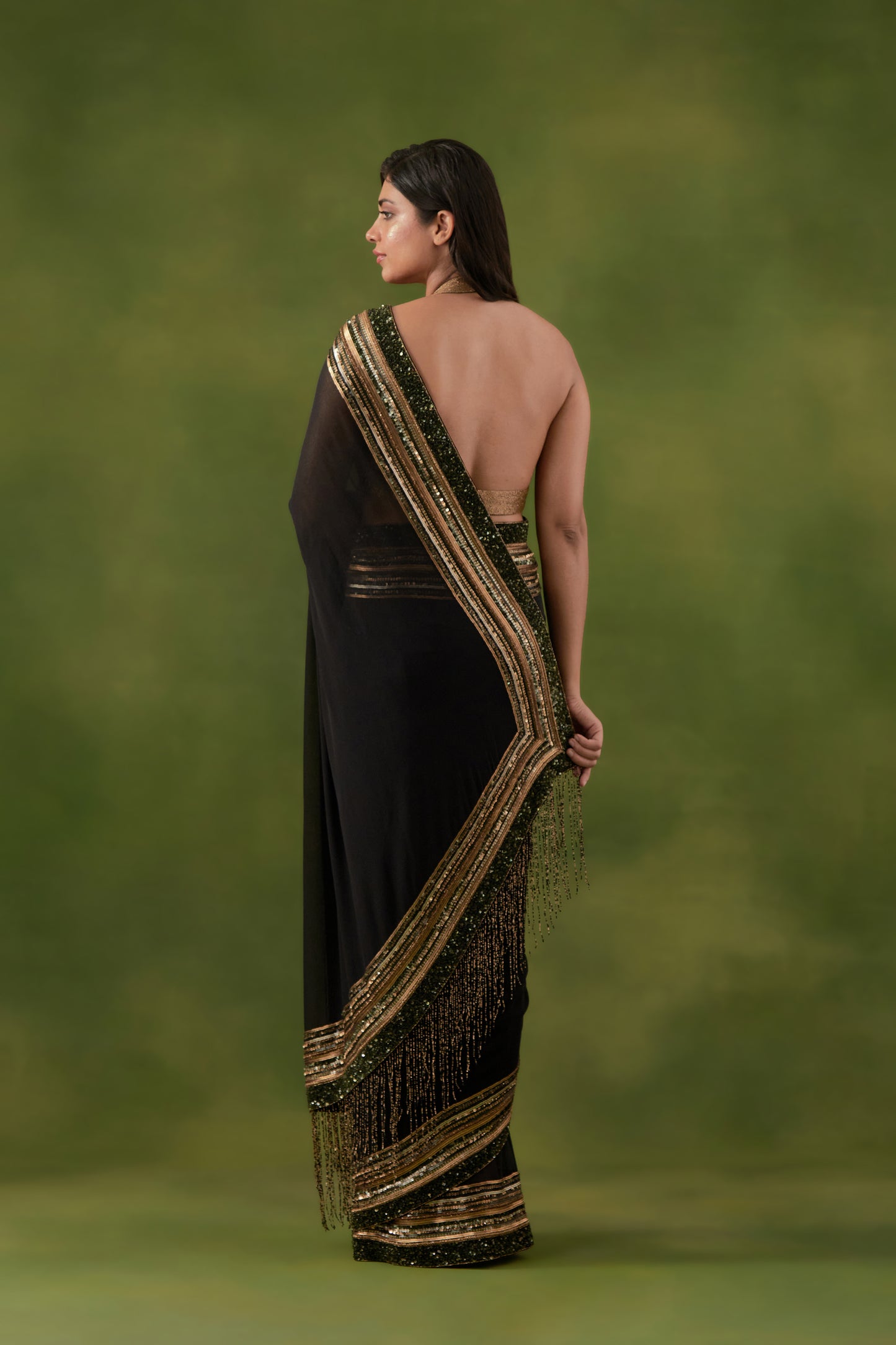 Sari Set in Multi Sequin Border Design