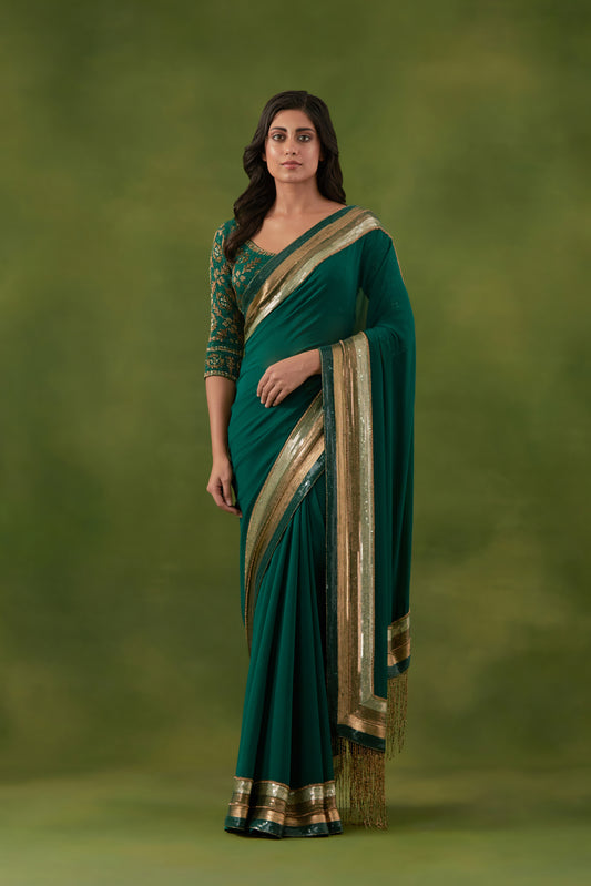 Sari Set in Egyptian Cutdana and Sequin Embroidery