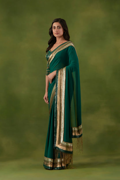 Sari Set in Egyptian Cutdana and Sequin Embroidery