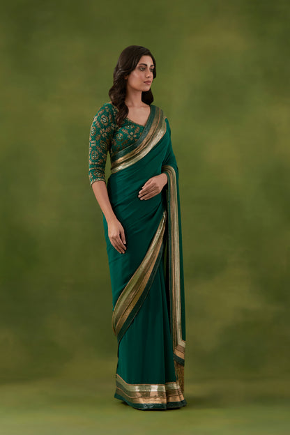 Sari Set in Egyptian Cutdana and Sequin Embroidery