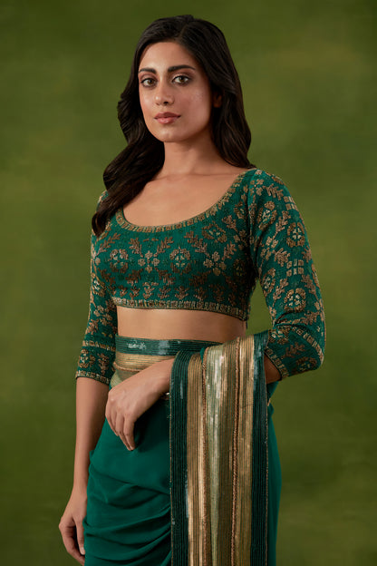 Sari Set in Egyptian Cutdana and Sequin Embroidery
