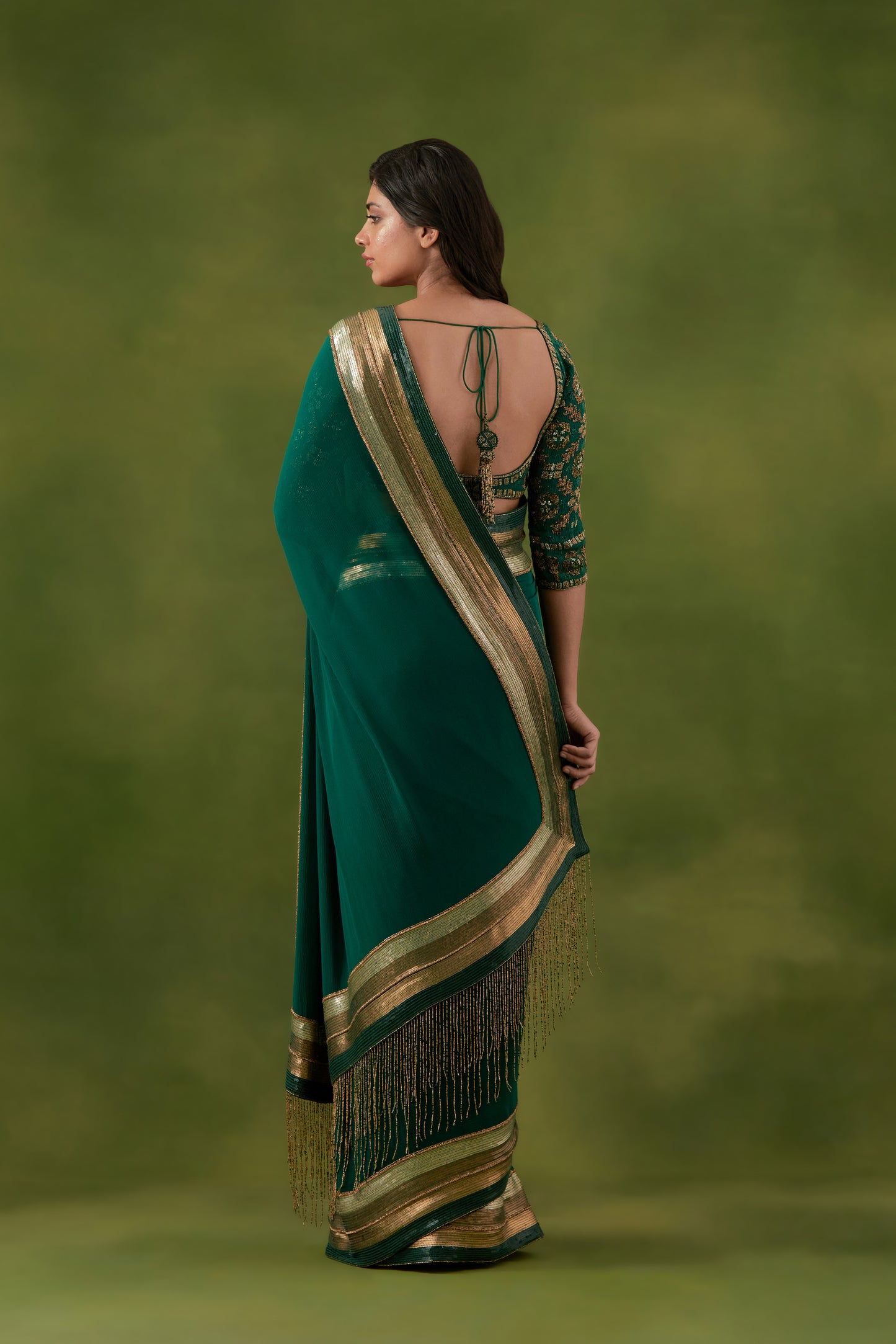 Sari Set in Egyptian Cutdana and Sequin Embroidery