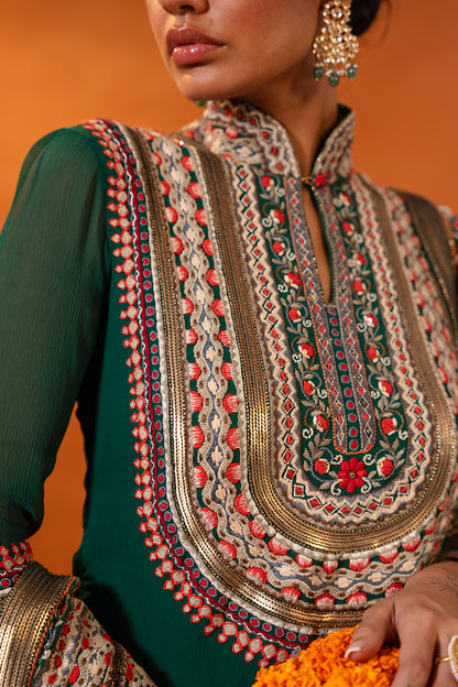 Gharara Set in Tribal Thread and Sequin Embroidery