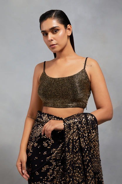 Sari Set in Snake Pattern Sequin Embellishment