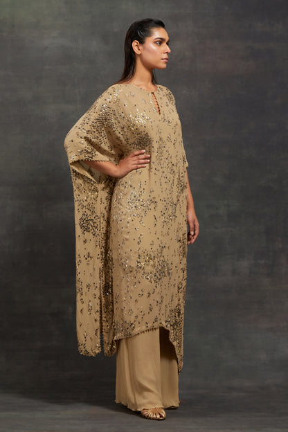 Kaftan Set in Sequin Textured Snake Pattern