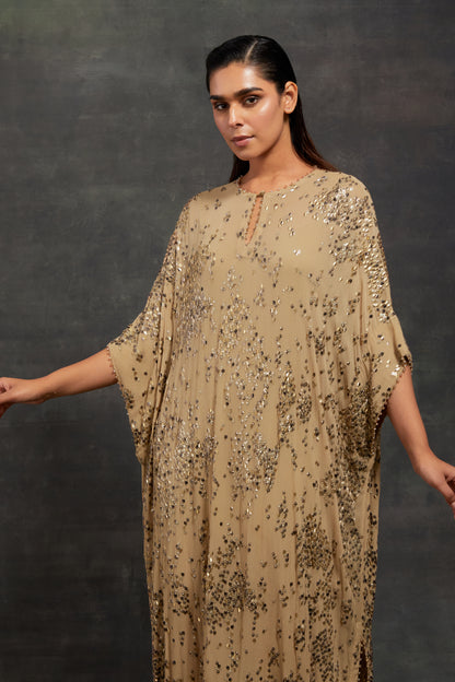 Kaftan Set in Sequin Textured Snake Pattern