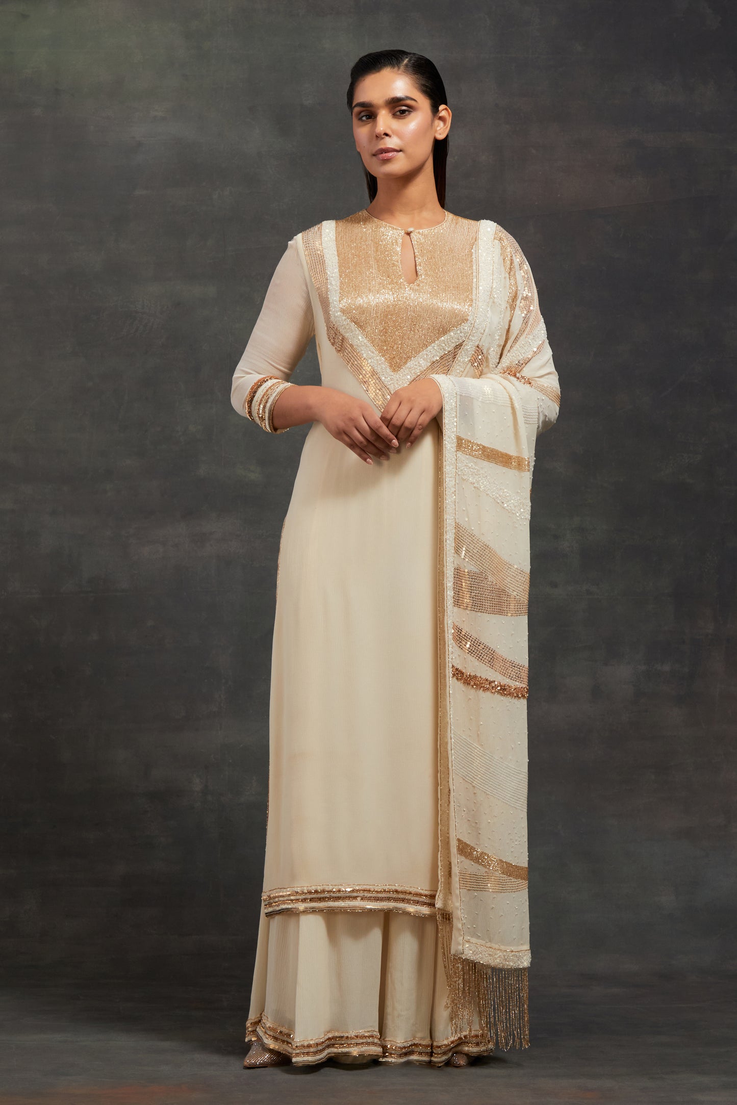 Kurta Set in Gold Sequin Embroidery