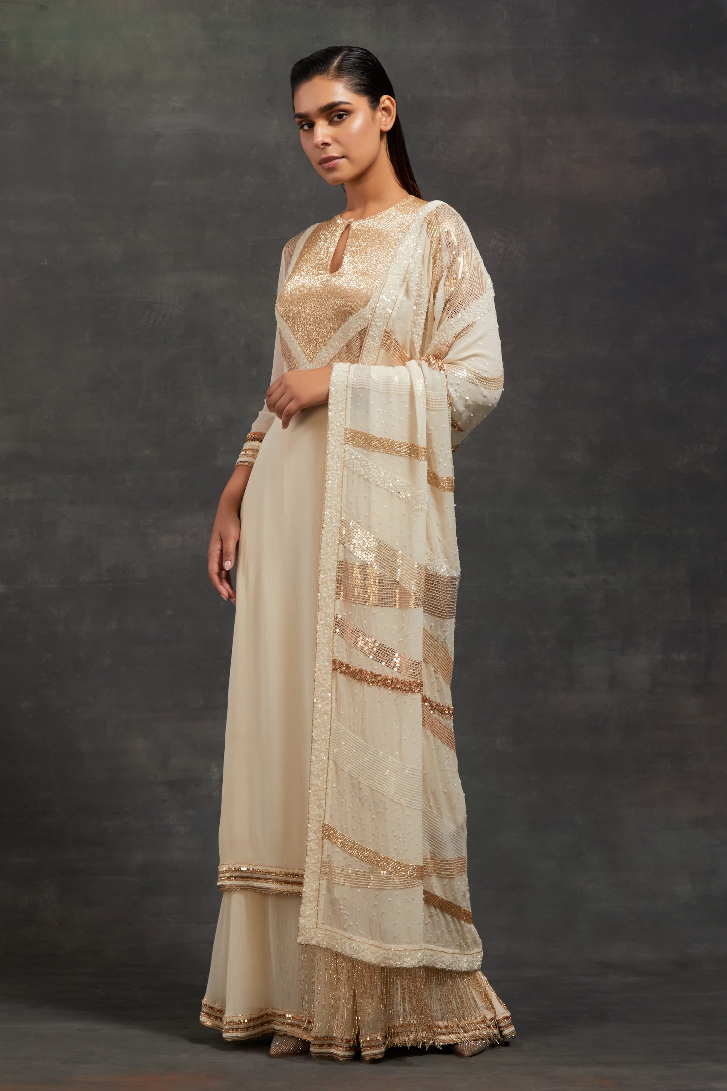 Kurta Set in Gold Sequin Embroidery