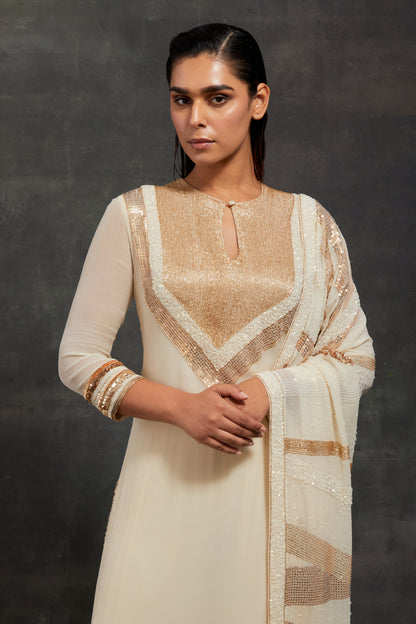 Kurta Set in Gold Sequin Embroidery